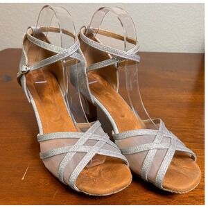 Silver Ballroom Dance Shoes‎ Women's Size 11 Latin Salsa Tango 2.5" Heel